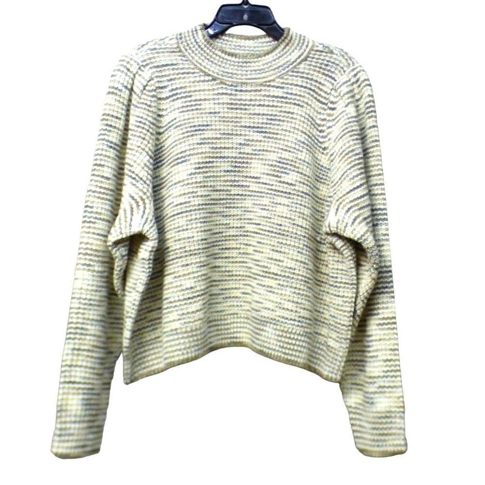 Treasure & Bond Women’s Plus Size Puff-Sleeve Cropped Marled Wool Blend Sweater,